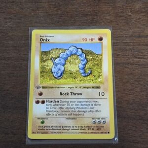 1999 Pokemon Vintage 1st Edition Onix 56/102 Base Set Shadowless Card
